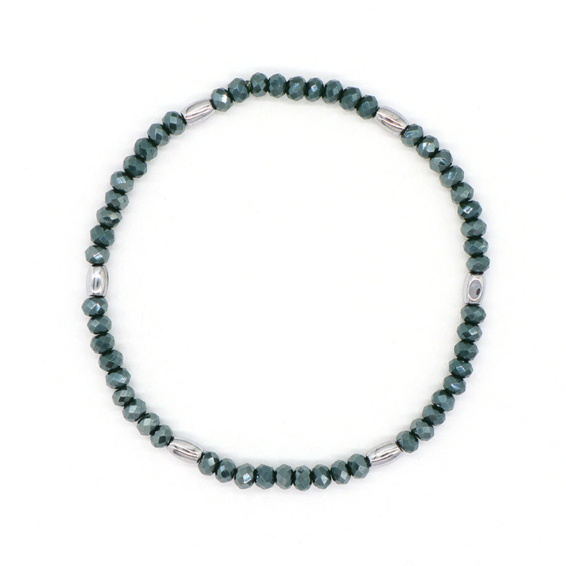 OEM Wholesale Custom Women Handmade China Factory Jewelry Adjustable Colorful Elastic Glass Crystal Hematite Beaded Bracelet