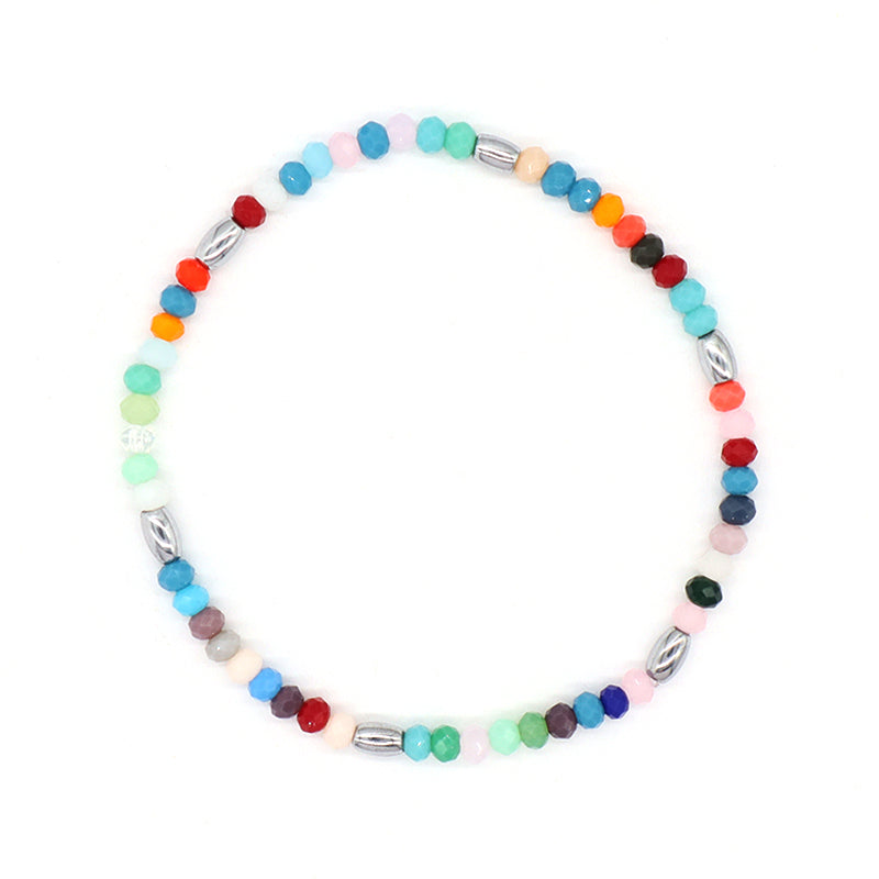 OEM Wholesale Custom Women Handmade China Factory Jewelry Adjustable Colorful Elastic Glass Crystal Hematite Beaded Bracelet