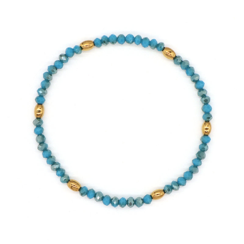Handmade Custom Factory Wholesale OEM Women Jewelry Adjustable Elastic Colorful Glass Crystal Gold Plated Hematite Beads Bracelet