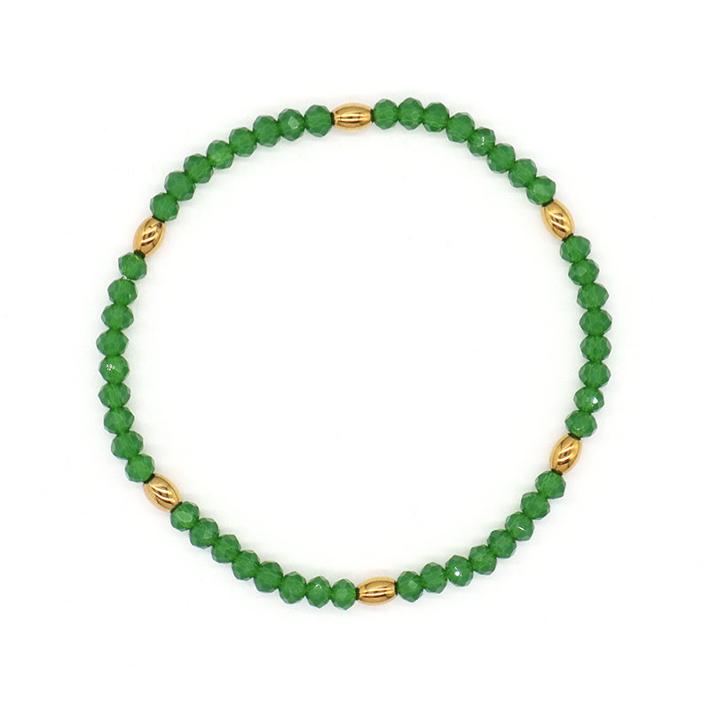 Handmade Custom Factory Wholesale OEM Women Jewelry Adjustable Elastic Colorful Glass Crystal Gold Plated Hematite Beads Bracelet