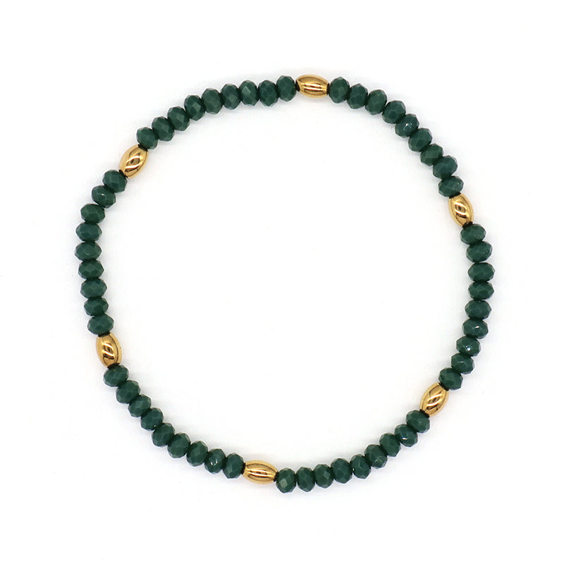 Handmade Custom Factory Wholesale OEM Women Jewelry Adjustable Elastic Colorful Glass Crystal Gold Plated Hematite Beads Bracelet