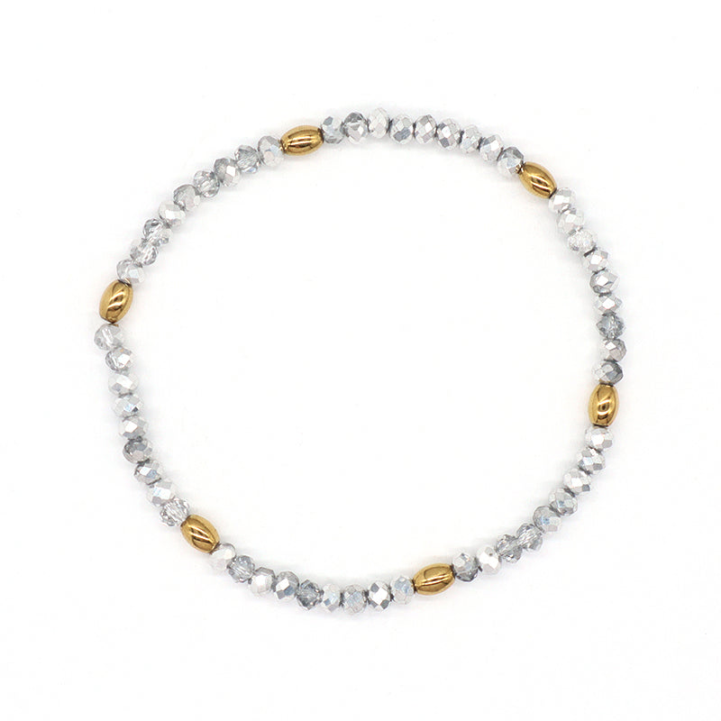Handmade Custom Factory Wholesale OEM Women Jewelry Adjustable Elastic Colorful Glass Crystal Gold Plated Hematite Beads Bracelet