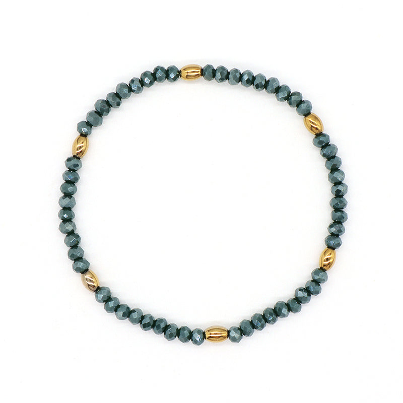 Handmade Custom Factory Wholesale OEM Women Jewelry Adjustable Elastic Colorful Glass Crystal Gold Plated Hematite Beads Bracelet