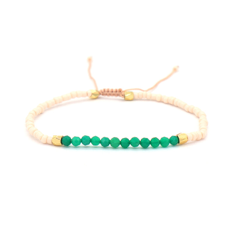 New Custom Women Handmade Amazonit Turquoise Blue Agate Adjustable Gold Plated Charm Natural Stone Beads Woven Macrame Bracelet