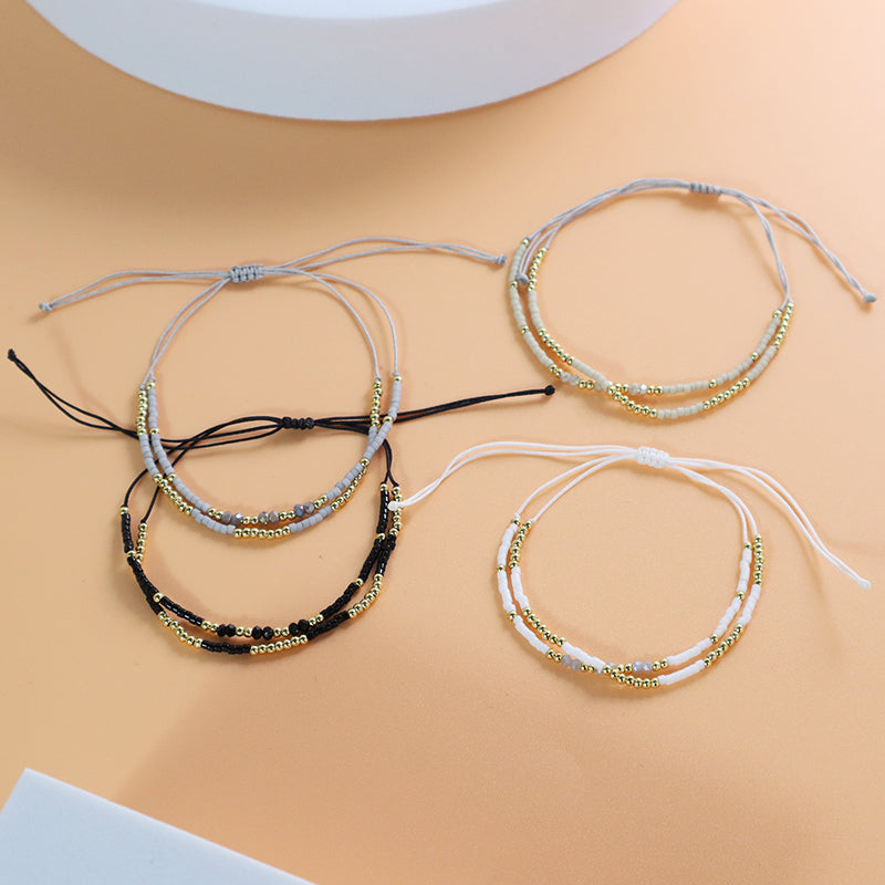 Hot Selling Handmade Wholesale Fashionable Jewelry Custom Gold Plated Beads Adjustable Woven Braided Miyuki Macrame Bracelet