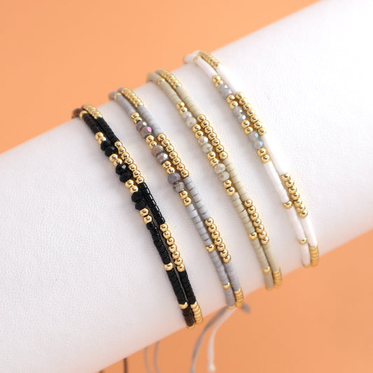 Hot Selling Handmade Wholesale Fashionable Jewelry Custom Gold Plated Beads Adjustable Woven Braided Miyuki Macrame Bracelet