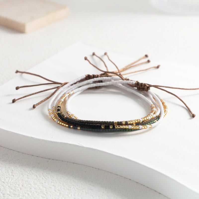 Custom Handmade Trendy Women Jewelry Adjustable Braided Woven Miyuki Beaded Macrame Bracelet For Gift