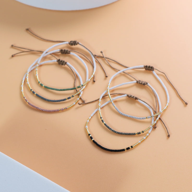 Custom Handmade Trendy Women Jewelry Adjustable Braided Woven Miyuki Beaded Macrame Bracelet For Gift