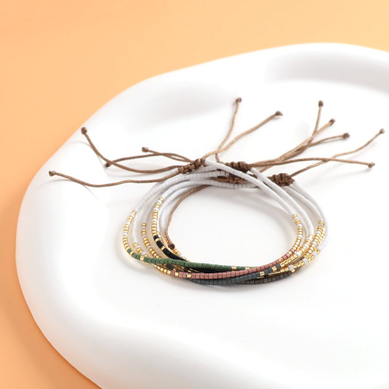 Custom Handmade Trendy Women Jewelry Adjustable Braided Woven Miyuki Beaded Macrame Bracelet For Gift