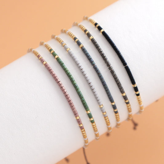 Custom Handmade Trendy Women Jewelry Adjustable Braided Woven Miyuki Beaded Macrame Bracelet For Gift