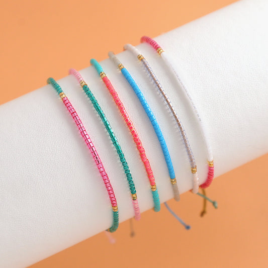 Customized Fashion Manufacture China Factory Handmade Trendy Women Jewelry Gift Adjustable Braided Woven Miyuki Beaded Macrame Bracelet