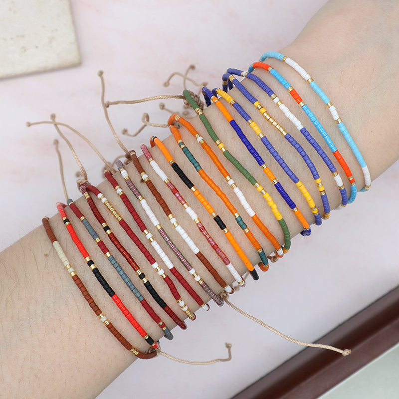 Hot Selling Customized Handmade Wholesale Fashionable Jewelry Adjustable Colorful Woven Braided Miyuki Beads Macrame Bracelet