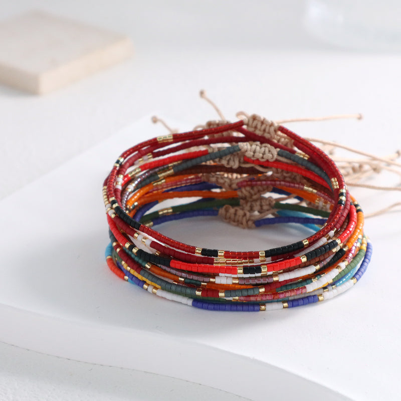 Hot Selling Customized Handmade Wholesale Fashionable Jewelry Adjustable Colorful Woven Braided Miyuki Beads Macrame Bracelet