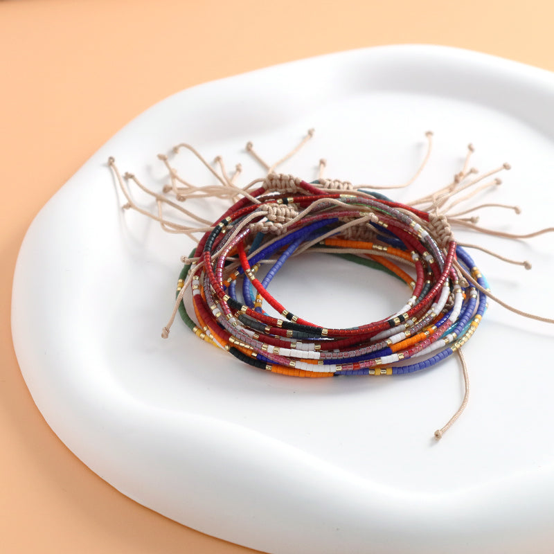 Hot Selling Customized Handmade Wholesale Fashionable Jewelry Adjustable Colorful Woven Braided Miyuki Beads Macrame Bracelet