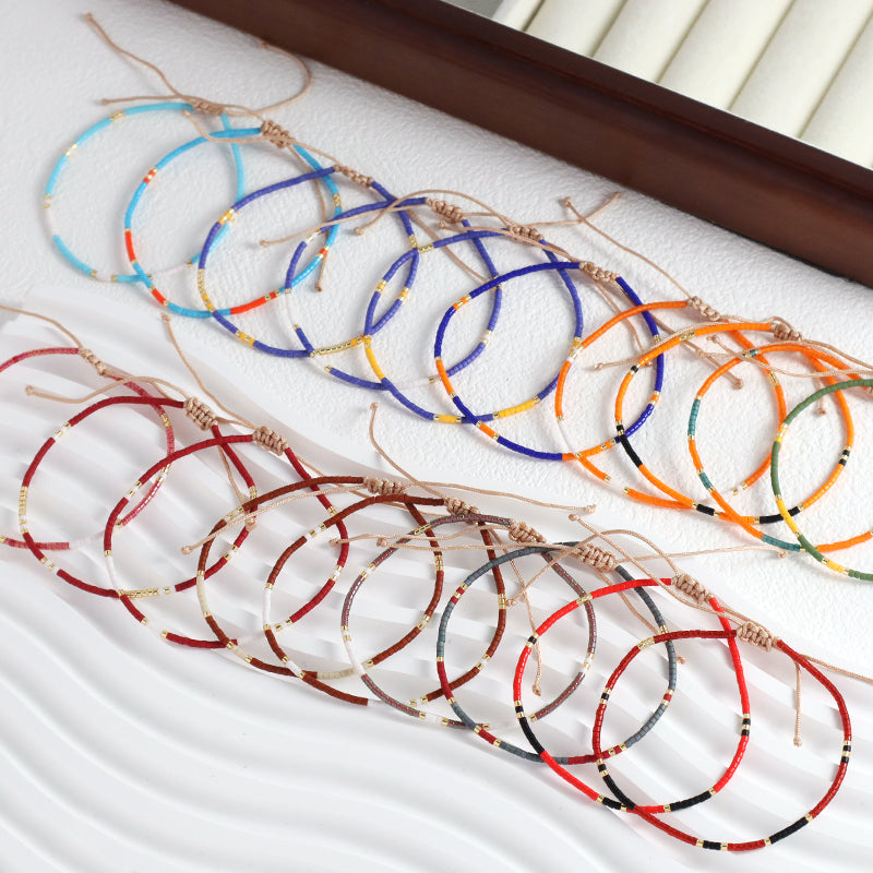 Hot Selling Customized Handmade Wholesale Fashionable Jewelry Adjustable Colorful Woven Braided Miyuki Beads Macrame Bracelet