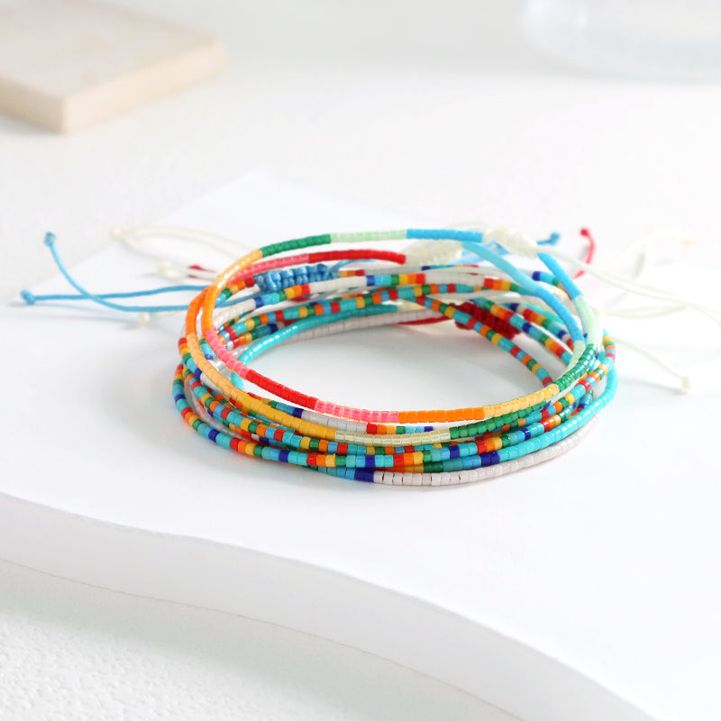 OEM Handmade Manufacture Custom China Factory Trendy Women Gift Jewelry Adjustable Braided Woven Macrame Miyuki Beads Bracelet