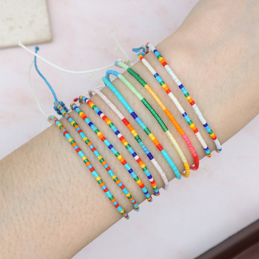 OEM Handmade Manufacture Custom China Factory Trendy Women Gift Jewelry Adjustable Braided Woven Macrame Miyuki Beads Bracelet