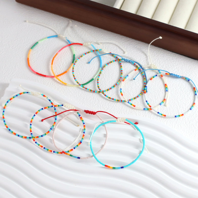 OEM Handmade Manufacture Custom China Factory Trendy Women Gift Jewelry Adjustable Braided Woven Macrame Miyuki Beads Bracelet