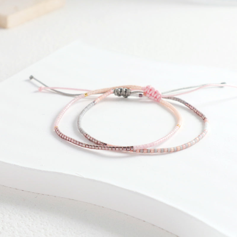 Custom Handmade Wholesale Miyuki Bracelet Jewelry Adjustable Pink Woven Macrame Miyuki Beads Bracelet For Teen Girl Women