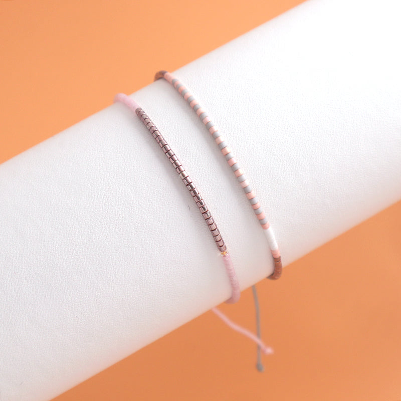 Custom Handmade Wholesale Miyuki Bracelet Jewelry Adjustable Pink Woven Macrame Miyuki Beads Bracelet For Teen Girl Women