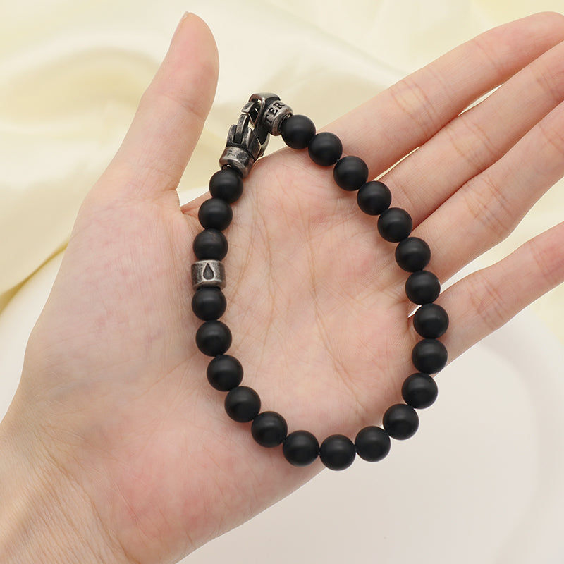 Adjustable Handmade Wholesale Custom Fashion Jewelry Stone Beads Natural Stone Woven Stainless Steel Bracelet For Men Women