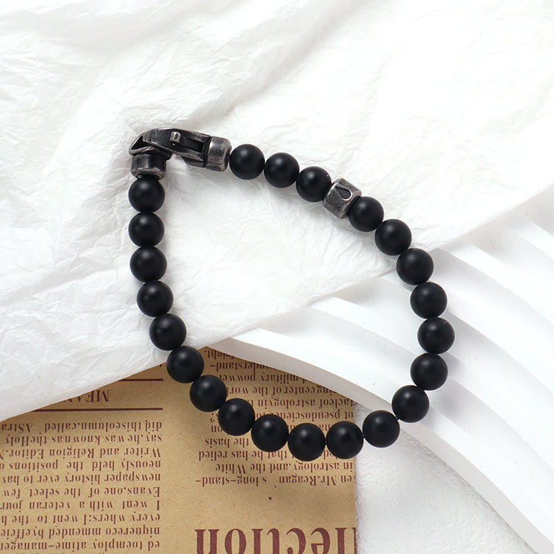Adjustable Handmade Wholesale Custom Fashion Jewelry Stone Beads Natural Stone Woven Stainless Steel Bracelet For Men Women
