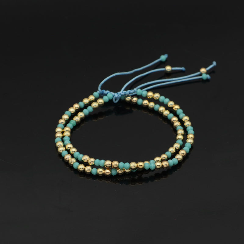 China Factory Manufacture Wholesale OEM Custom Women Jewelry Adjustable Handmade Gold Plated 4mm Glass Crystal Beaded Bracelet