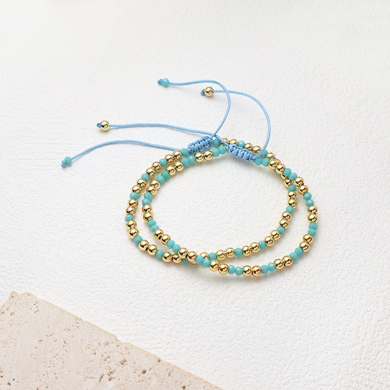 China Factory Manufacture Wholesale OEM Custom Women Jewelry Adjustable Handmade Gold Plated 4mm Glass Crystal Beaded Bracelet