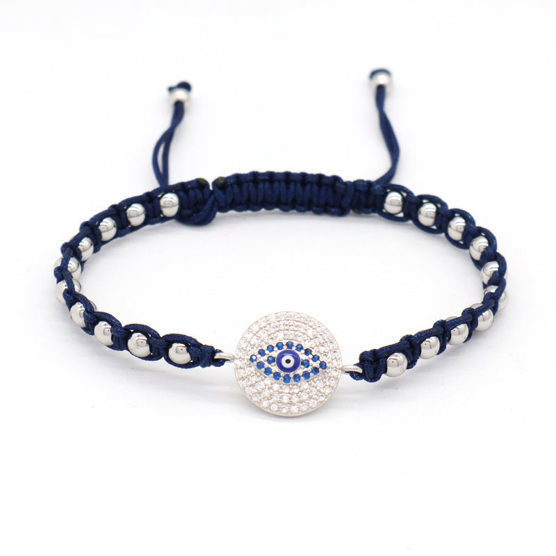 Friendship OEM Custom Gold Plated 4mm Beaded Women Jewelry Handmade Woven Braided Star Evil Eyes Cross Heart Charm Bracelets