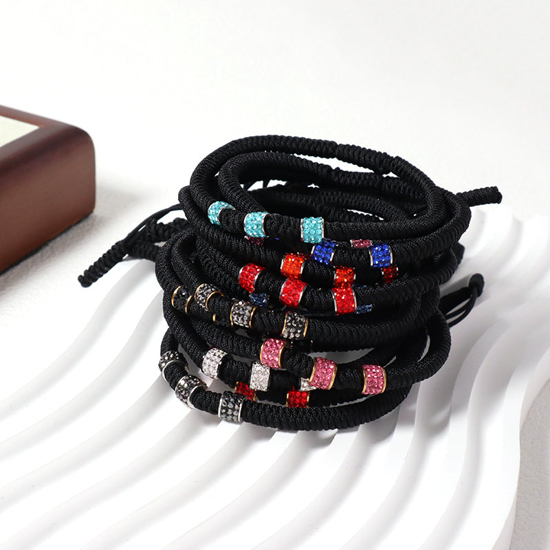 Friendship New Wholesale OEM Custom Jewelry CZ Stainless Steel Connector Charm Adjustable Rope Handmade Woven Macrame Bracelet
