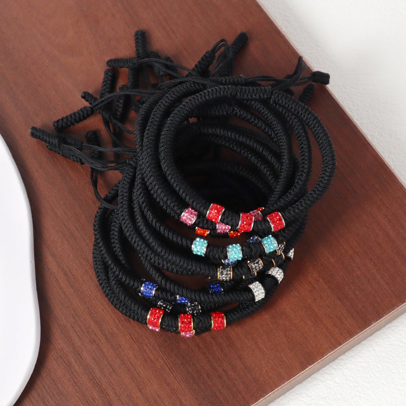 Friendship New Wholesale OEM Custom Jewelry CZ Stainless Steel Connector Charm Adjustable Rope Handmade Woven Macrame Bracelet
