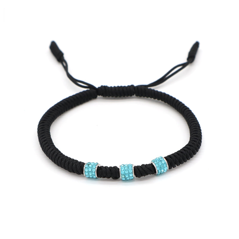 Friendship New Wholesale OEM Custom Jewelry CZ Stainless Steel Connector Charm Adjustable Rope Handmade Woven Macrame Bracelet