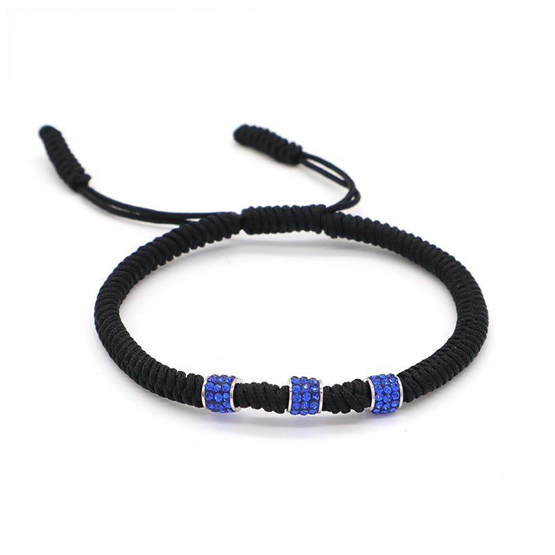 Friendship New Wholesale OEM Custom Jewelry CZ Stainless Steel Connector Charm Adjustable Rope Handmade Woven Macrame Bracelet