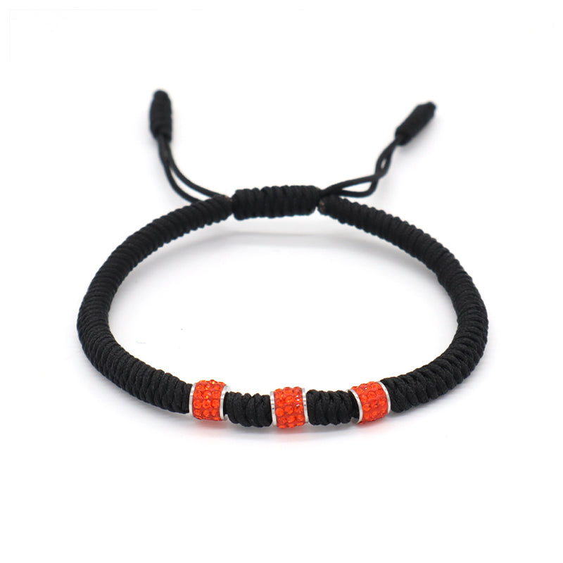 Friendship New Wholesale OEM Custom Jewelry CZ Stainless Steel Connector Charm Adjustable Rope Handmade Woven Macrame Bracelet