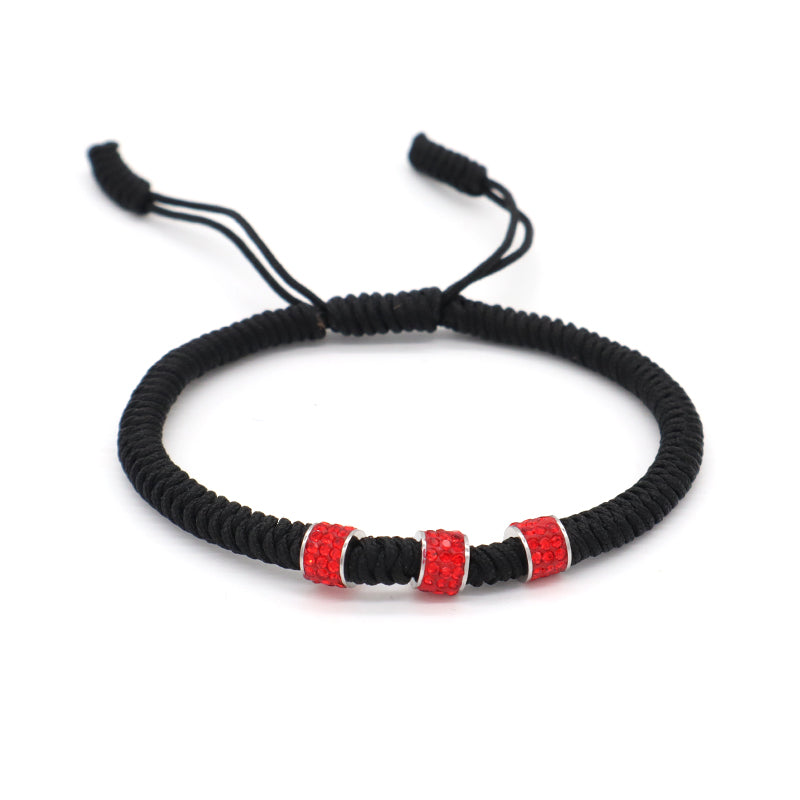 Friendship New Wholesale OEM Custom Jewelry CZ Stainless Steel Connector Charm Adjustable Rope Handmade Woven Macrame Bracelet