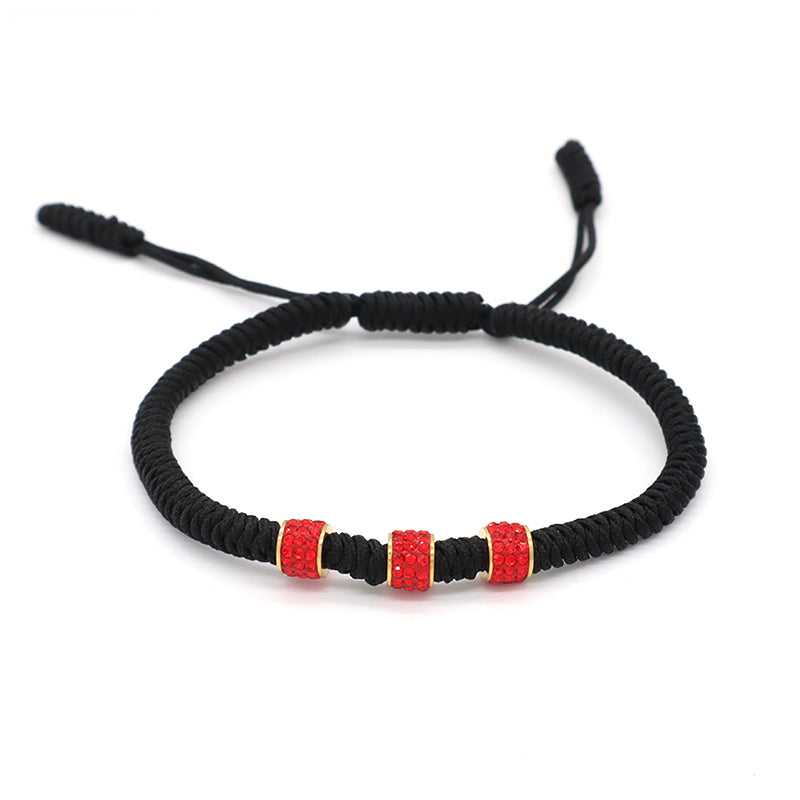 Friendship New Wholesale OEM Custom Jewelry CZ Stainless Steel Connector Charm Adjustable Rope Handmade Woven Macrame Bracelet