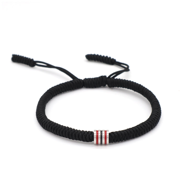New Arrival OEM Custom Wholesale Jewelry Enamel Stainless Steel Charm Adjustable Rope Braided Handmade Woven Macrame Bracelet