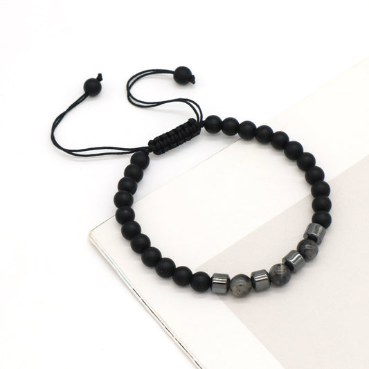 Custom OEM Wholesale Handmade Braided Woven 6mm Energy Healing Adjustable Natural Stones Agate Beads Macrame Bracelet For Men