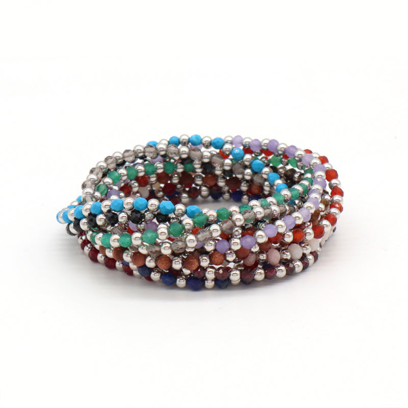Wholesale Newest OEM Custom Women Trendy 3mm Energy Healing Tiger Eye Black Agate Silver Natural Stone Beaded Stretch Bracelet
