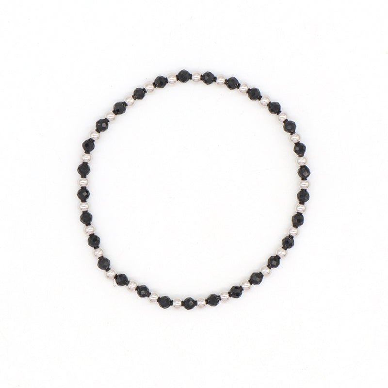 Wholesale Newest OEM Custom Women Trendy 3mm Energy Healing Tiger Eye Black Agate Silver Natural Stone Beaded Stretch Bracelet