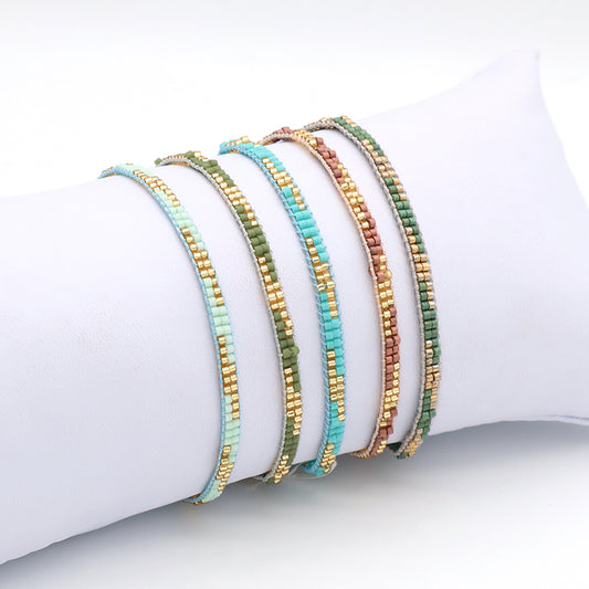 Manufacture Handmade OEM Double Layer Customized Fashion Women Jewelry Adjustable Braided Woven Macrame Miyuki Bracelet