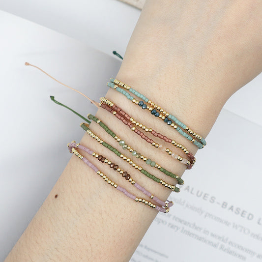 Manufacture Fashion OEM Customized Handmade Gold Plated Beads Women Jewelry Adjustable Braided Woven Macrame Miyuki Bracelet Set