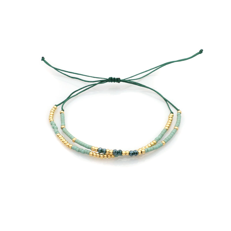Manufacture Fashion OEM Customized Handmade Gold Plated Beads Women Jewelry Adjustable Braided Woven Macrame Miyuki Bracelet Set