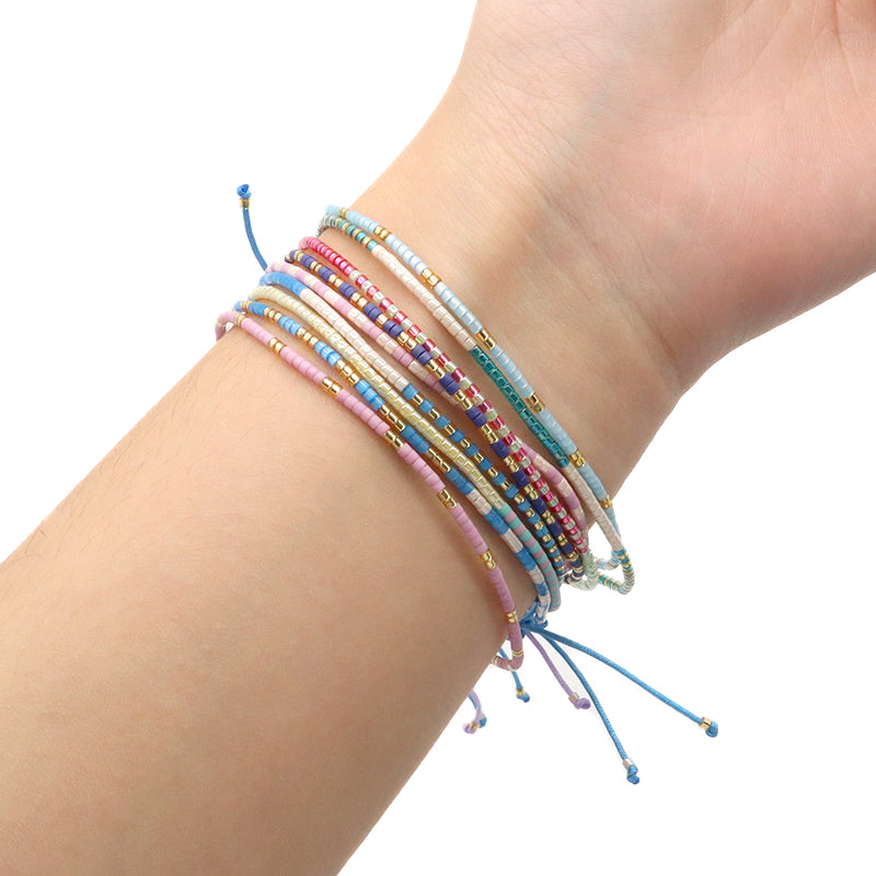 Fashion Design Customized Wholesale Handmade OEM Factory Adjustable Braided Woven Macrame Miyuki Bracelet For Women Jewelry