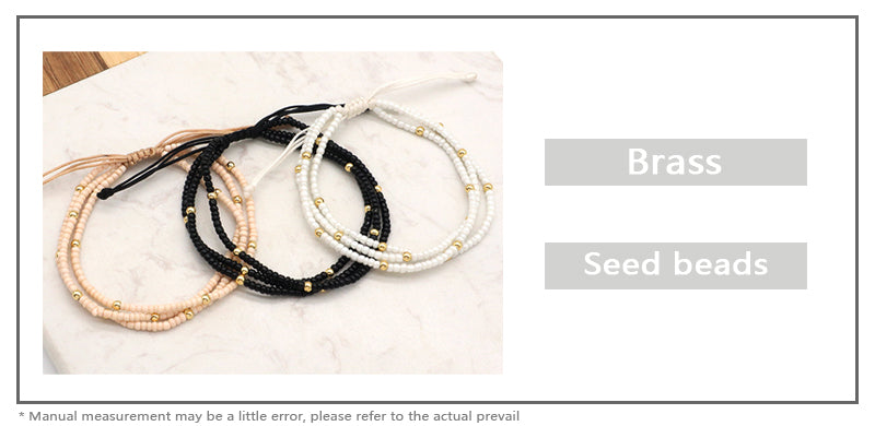 Handmade Three Layer Various Color Wholesale OEM China Factory Custom Jewelry Women Adjustable Gold Plated Seed Beaded Bracelet