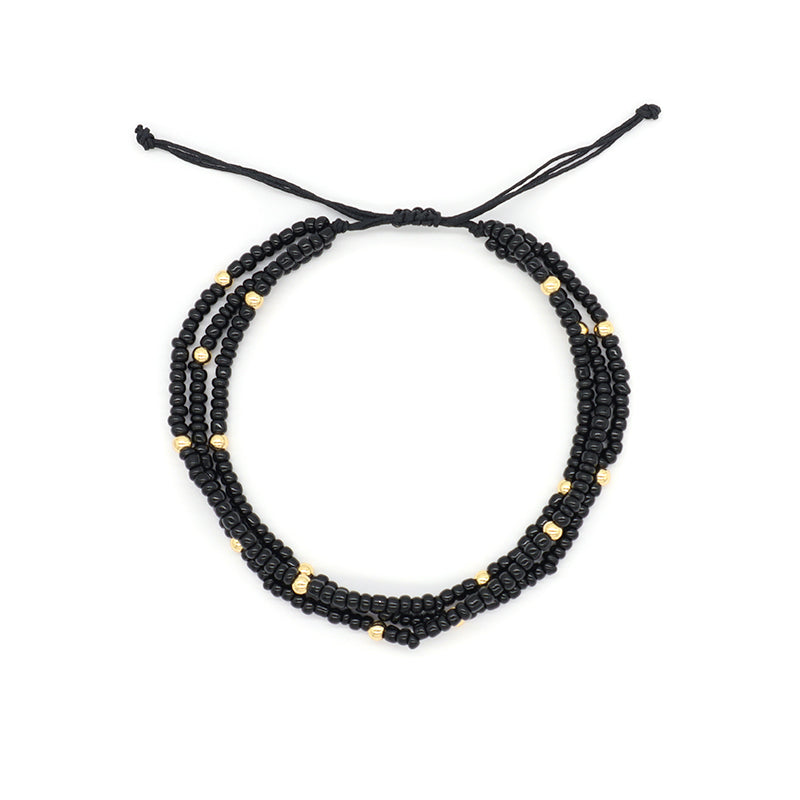 Handmade Three Layer Various Color Wholesale OEM China Factory Custom Jewelry Women Adjustable Gold Plated Seed Beaded Bracelet