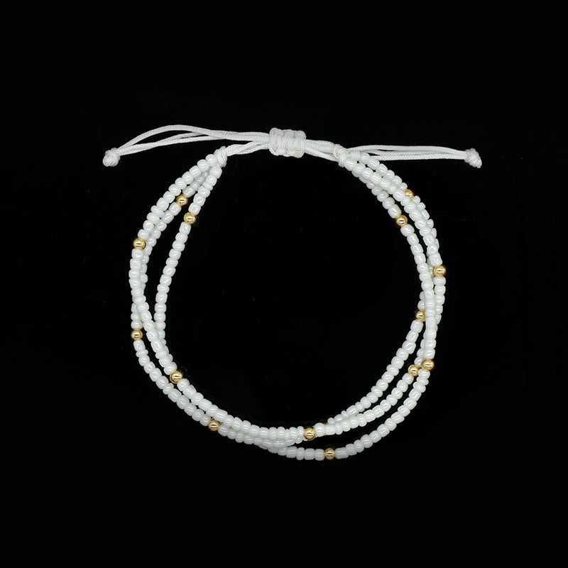 Handmade Three Layer Various Color Wholesale OEM China Factory Custom Jewelry Women Adjustable Gold Plated Seed Beaded Bracelet