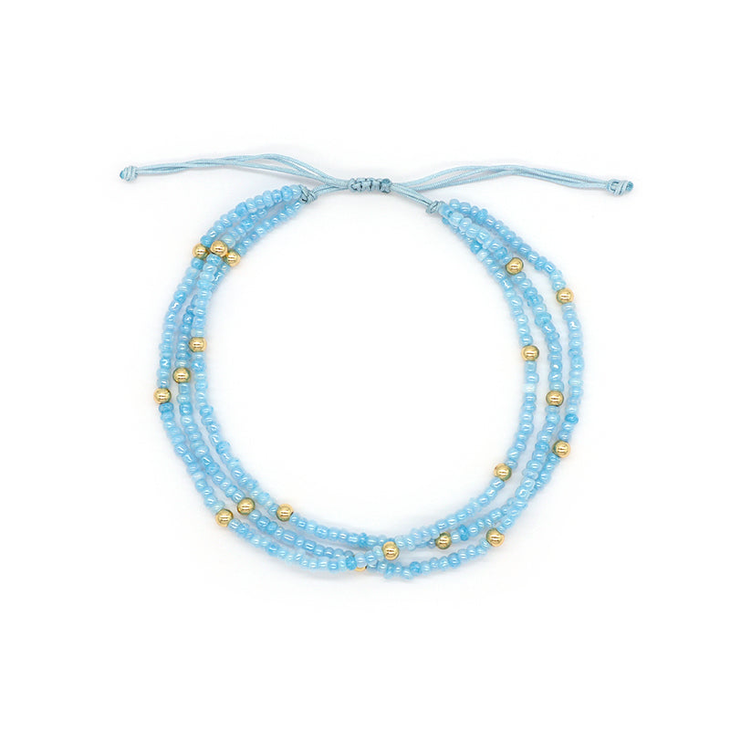 Various Colorful Handmade Wholesale OEM Factory Custom Jewelry Women Adjustable Three Layer Gold Plated Seed Beaded Bracelet