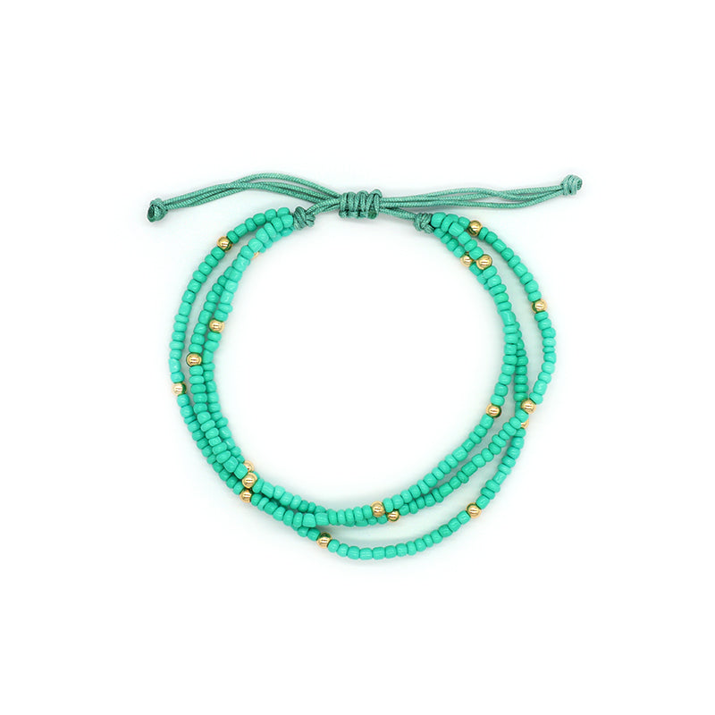 Various Colorful Handmade Wholesale OEM Factory Custom Jewelry Women Adjustable Three Layer Gold Plated Seed Beaded Bracelet