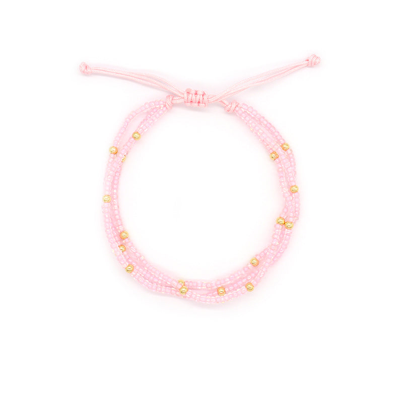 Various Colorful Handmade Wholesale OEM Factory Custom Jewelry Women Adjustable Three Layer Gold Plated Seed Beaded Bracelet